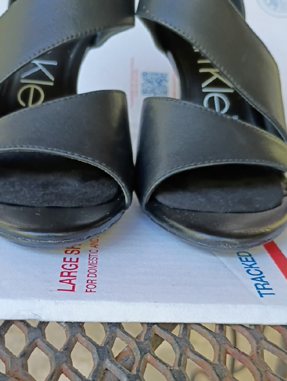 Calvin Klein Black Peep-Toe Stiletto Sandals - Picture 7 of 10